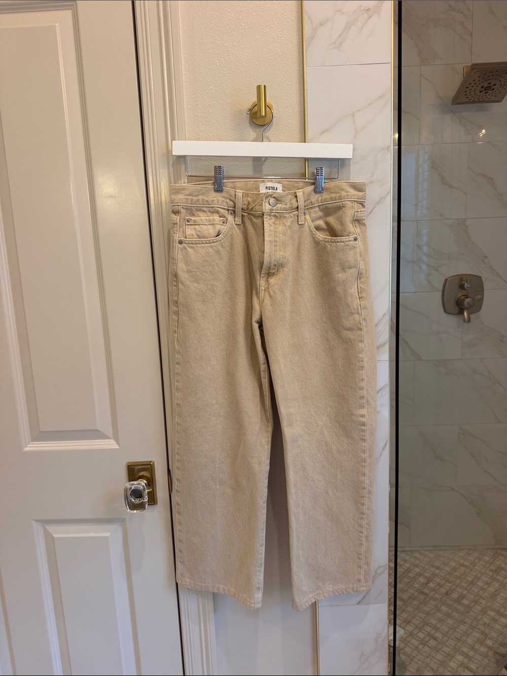 Pistola Cream Straight-Leg Jeans